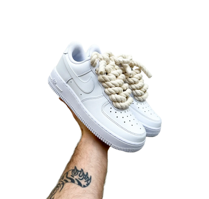 Nike Air Force 1 Low 07 White Beige Rope Laces - SneakCenter