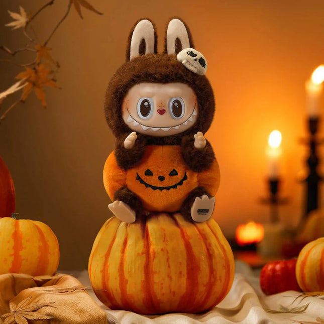 Pop Mart Labubu Happy Halloween Party Series-Sitting Pumpkin Vinyl Plush Pendant - SneakCenter