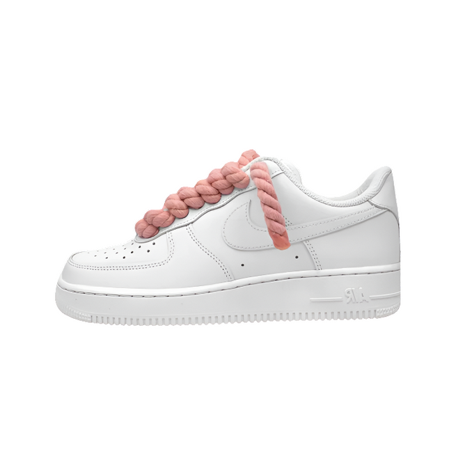 Nike Air Force 1 Low 07 White Pink Rope Laces - SneakCenter