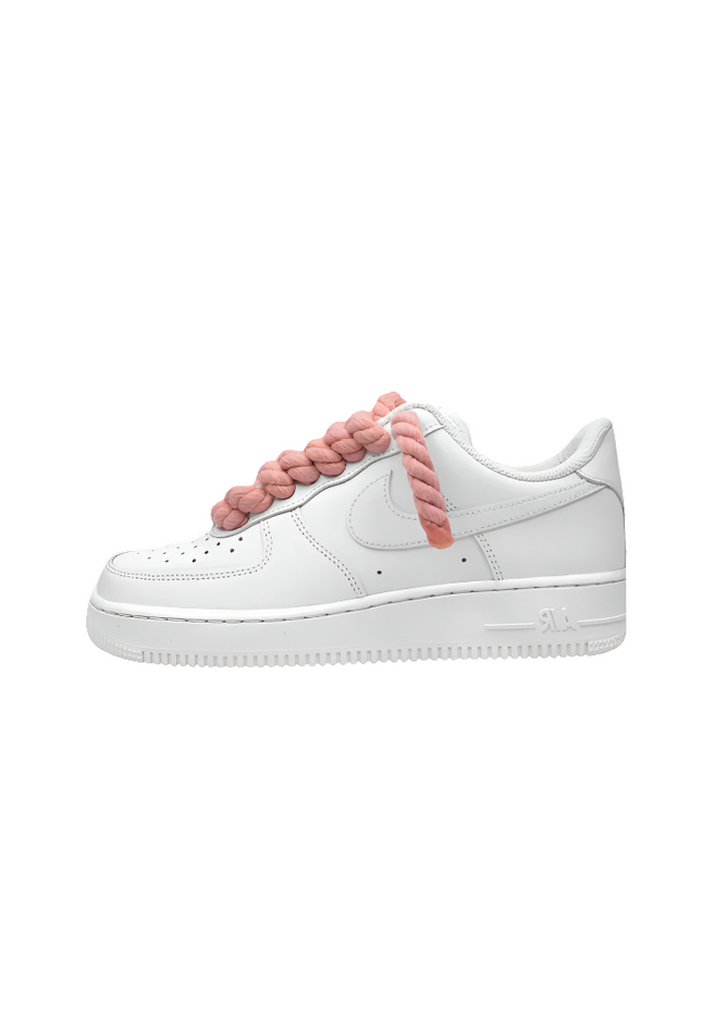 Nike Air Force 1 Low 07 White Pink Rope Laces - SneakCenter