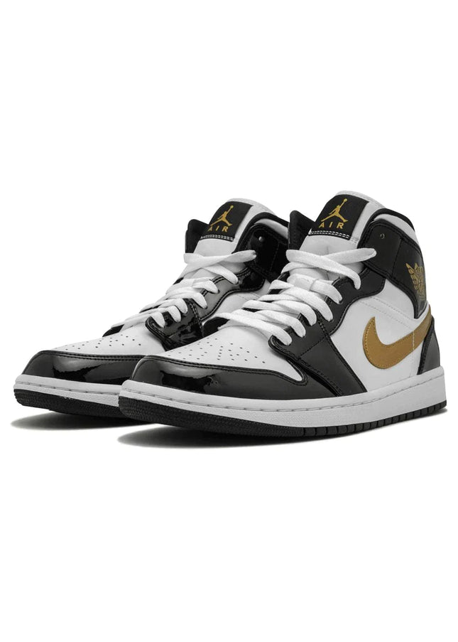 Air Jordan 1 Mid Patent Black Gold - SneakCenter