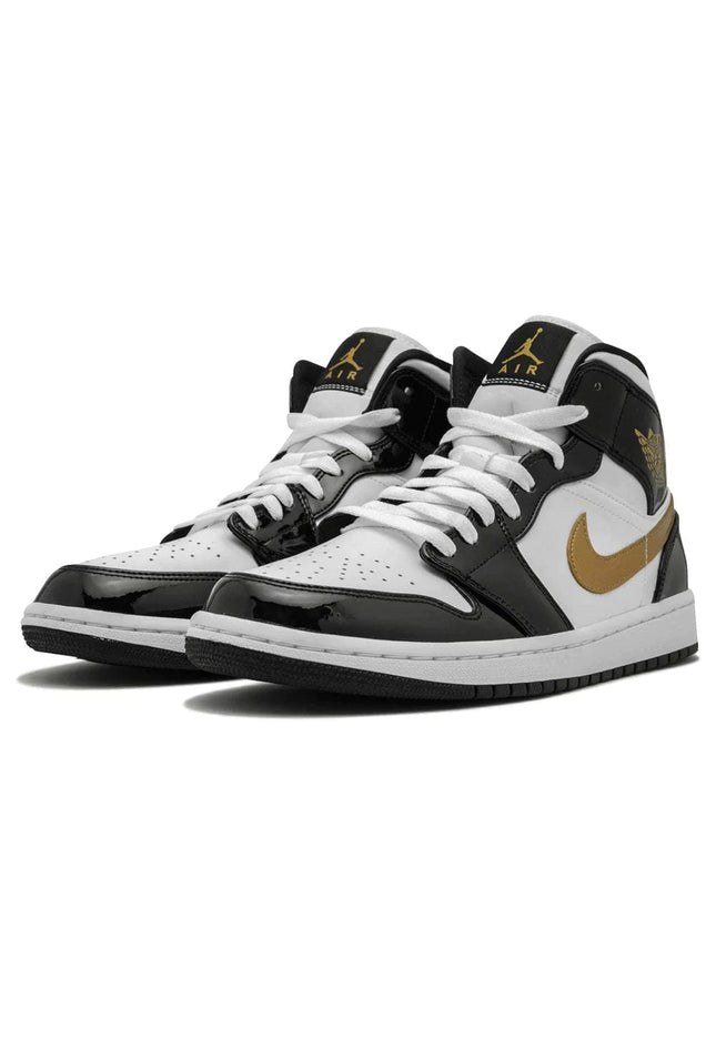 Air Jordan 1 Mid Patent Black Gold - SneakCenter
