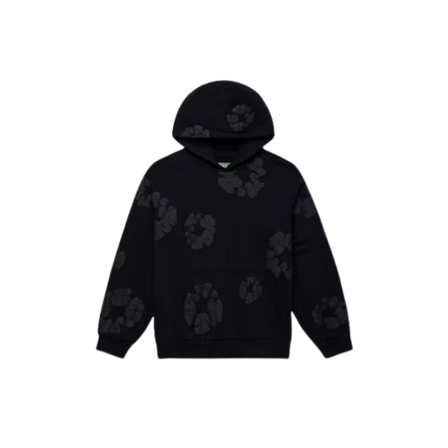 Denim Tears Cotton Wreath Hoodie Black Monochrome - SneakCenter