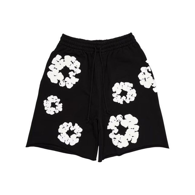 Denim Tears The Cotton Wreath Shorts Black - SneakCenter