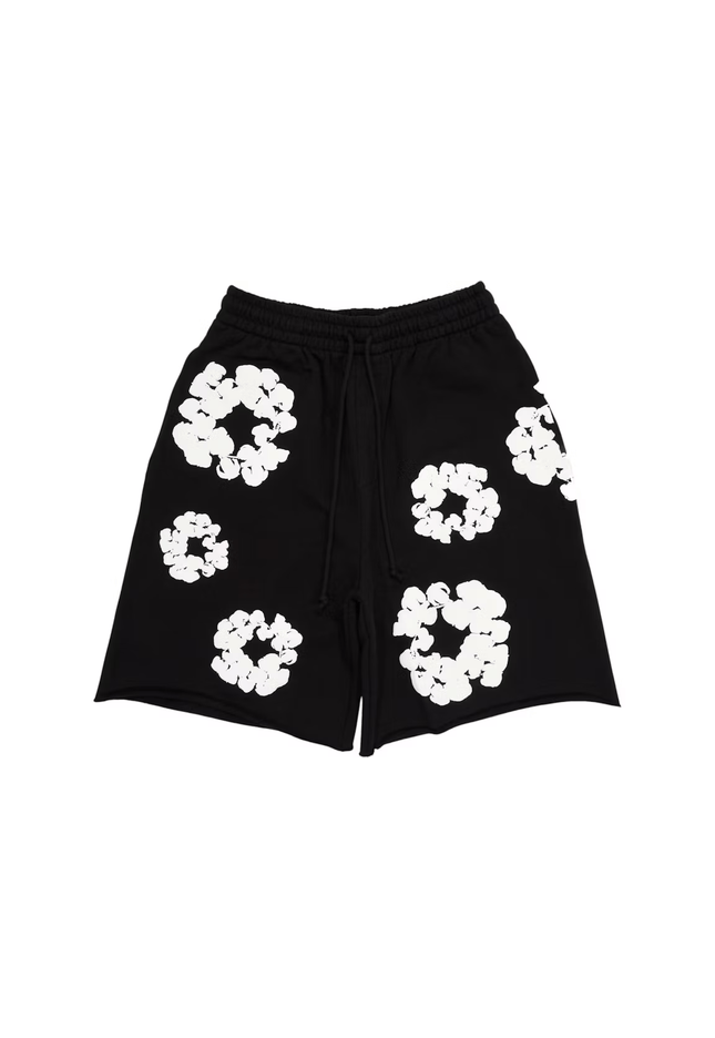 Denim Tears The Cotton Wreath Shorts Black - SneakCenter