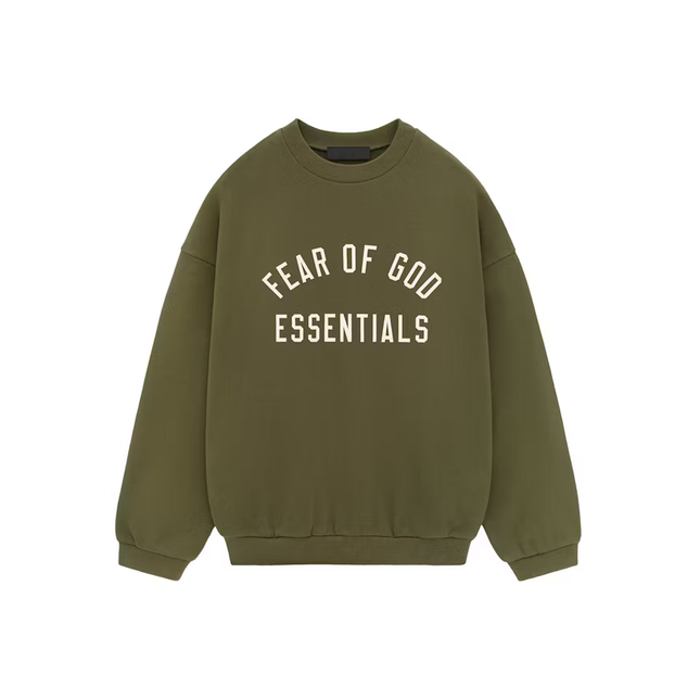 Fear of God Essentials Fleece Crewneck Military - SneakCenter