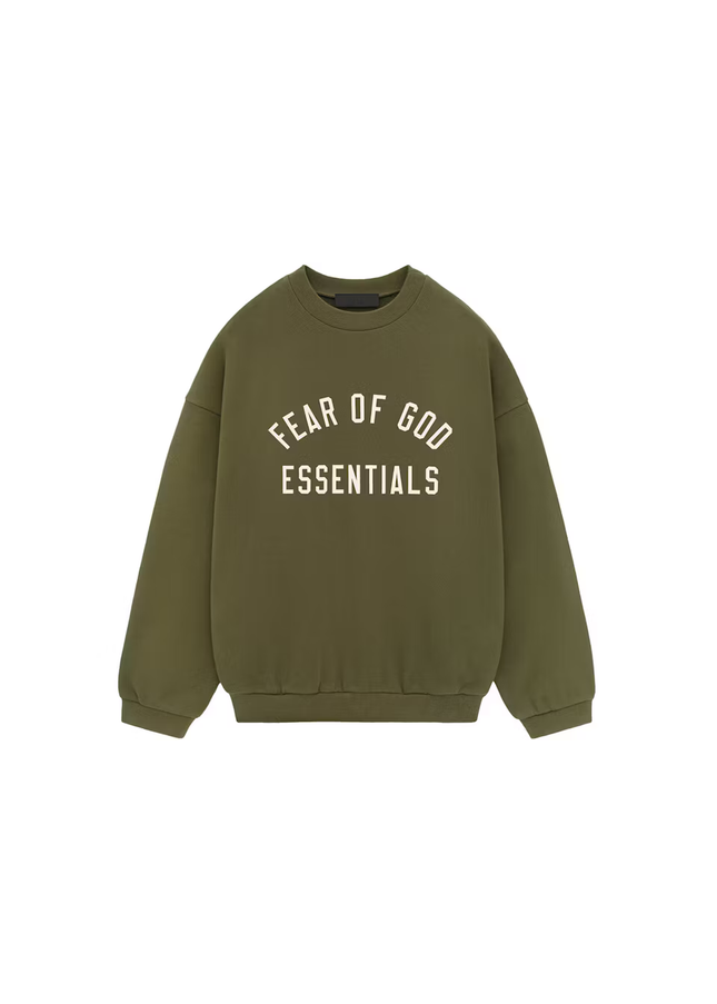 Fear of God Essentials Fleece Crewneck Military - SneakCenter