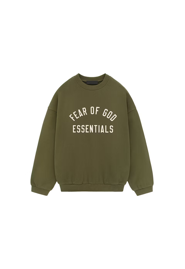 Fear of God Essentials Fleece Crewneck Military - SneakCenter
