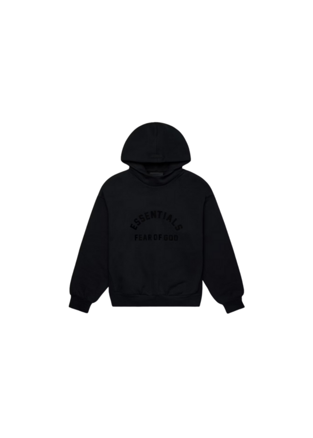 Fear of God Essentials Chest Logo Hoodie Jet Black - SneakCenter