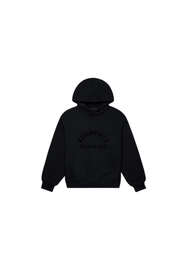 Fear of God Essentials Chest Logo Hoodie Jet Black - SneakCenter