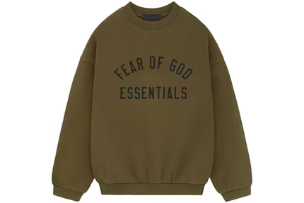 Fear of God Essentials Fleece Crewneck Olive - SneakCenter