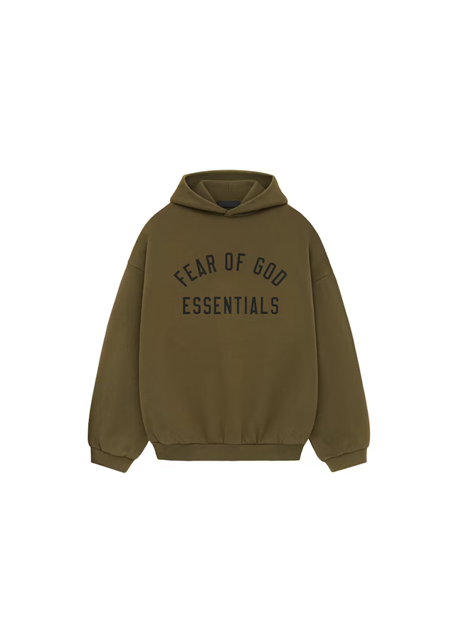 Fear of God Essentials Fleece Hoodie Olive - SneakCenter