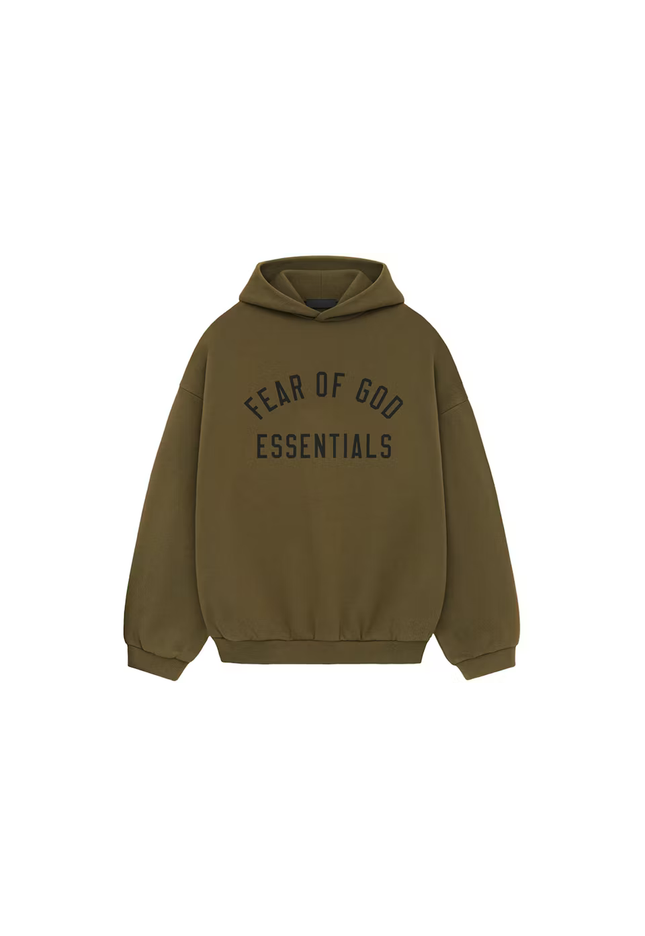 Fear of God Essentials Fleece Hoodie Olive - SneakCenter