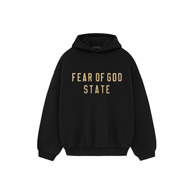 Fear of God Essentials Fleece Hoodie Black Gold - SneakCenter