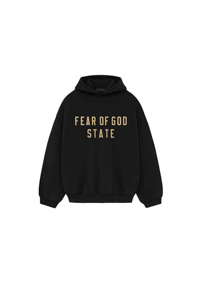 Fear of God Essentials Fleece Hoodie Black Gold - SneakCenter