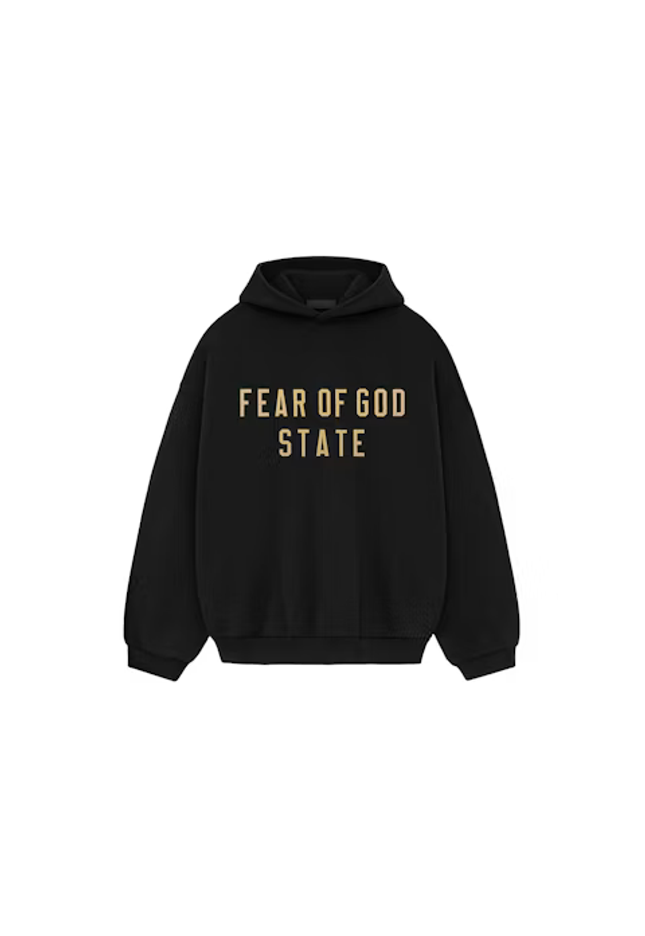 Fear of God Essentials Fleece Hoodie Black Gold - SneakCenter