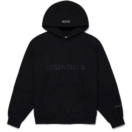 Fear of God Essentials Pullover Hoodie Applique Logo Black - SneakCenter