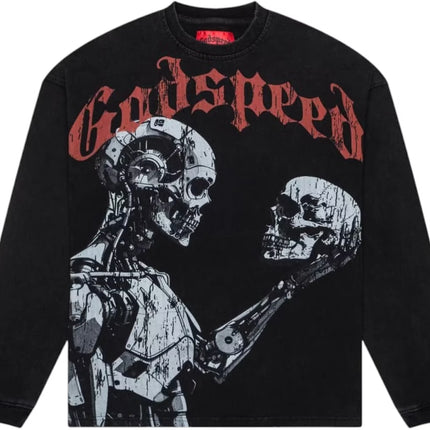 Godspeed Mankind vs AI L/S T-shirt Black Wash