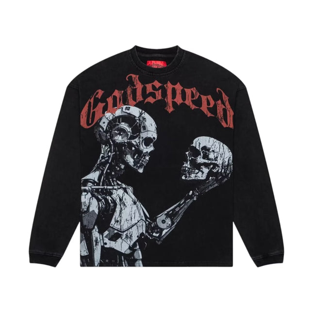 Godspeed Mankind vs AI L/S T-shirt Black Wash