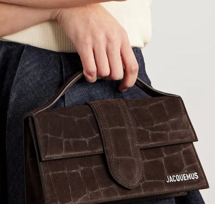 Jacquemus Le Grand Bambino Croco Dark Brown
