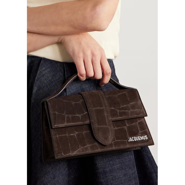 Jacquemus Le Grand Bambino Croco Dark Brown