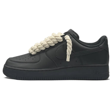 Nike Air Force 1 Low 07 Black Beige Rope Laces - SneakCenter