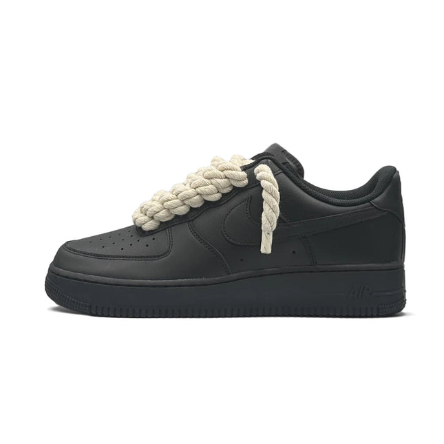 Nike Air Force 1 Low 07 Black Beige Rope Laces - SneakCenter