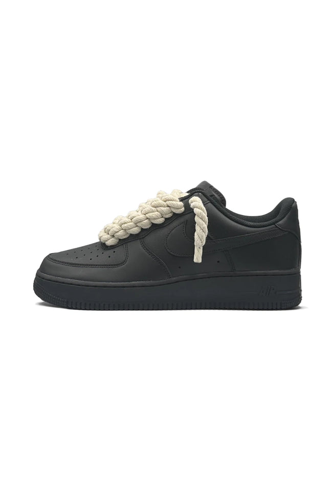 Nike Air Force 1 Low 07 Black Beige Rope Laces - SneakCenter