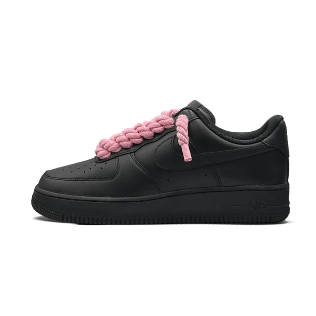 Nike Air Force 1 Low 07 Black Pink Rope Laces - SneakCenter
