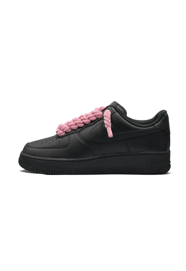 Nike Air Force 1 Low 07 Black Pink Rope Laces - SneakCenter