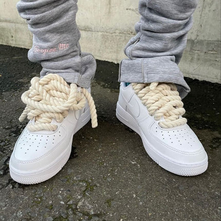 Nike Air Force 1 Low 07 White Beige Rope Laces - SneakCenter
