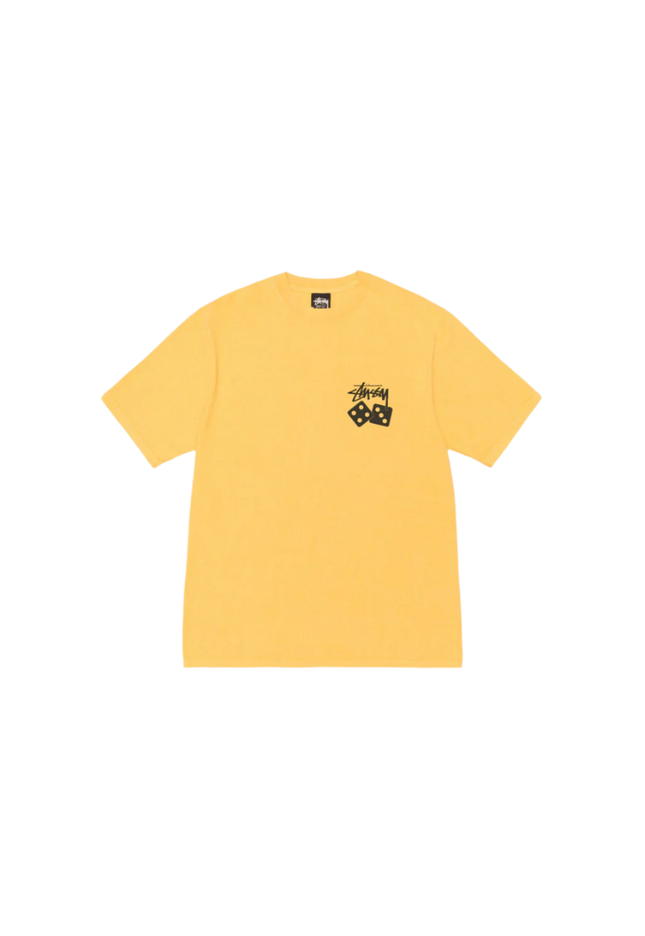 Stüssy Pigment Dyed Dice Tee Yellow - SneakCenter