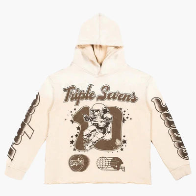 Triple Sevens All Star Football Hoodie Creme Brown
