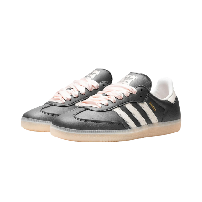 Adidas Samba OG Black Pink Ribbon Laces - SneakCenter