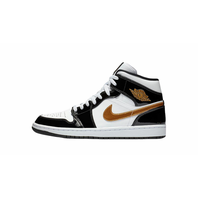 Air Jordan 1 Mid Patent Black Gold - SneakCenter