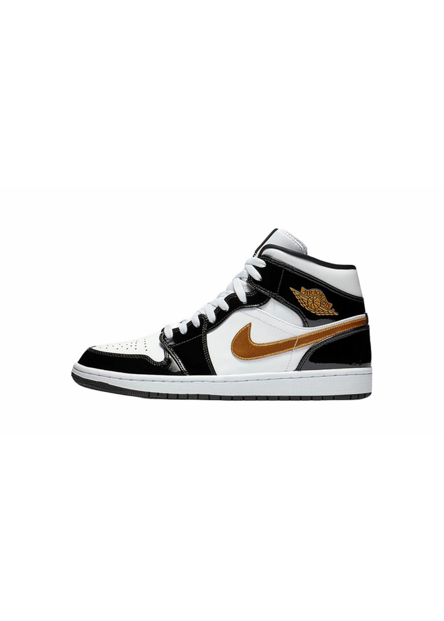Air Jordan 1 Mid Patent Black Gold - SneakCenter
