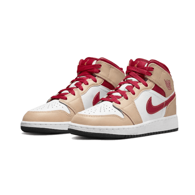 Air Jordan 1 Mid Light Curry Cardinal - SneakCenter