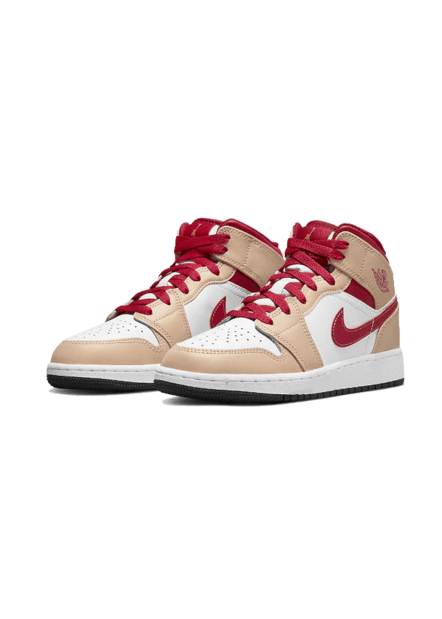 Air Jordan 1 Mid Light Curry Cardinal - SneakCenter