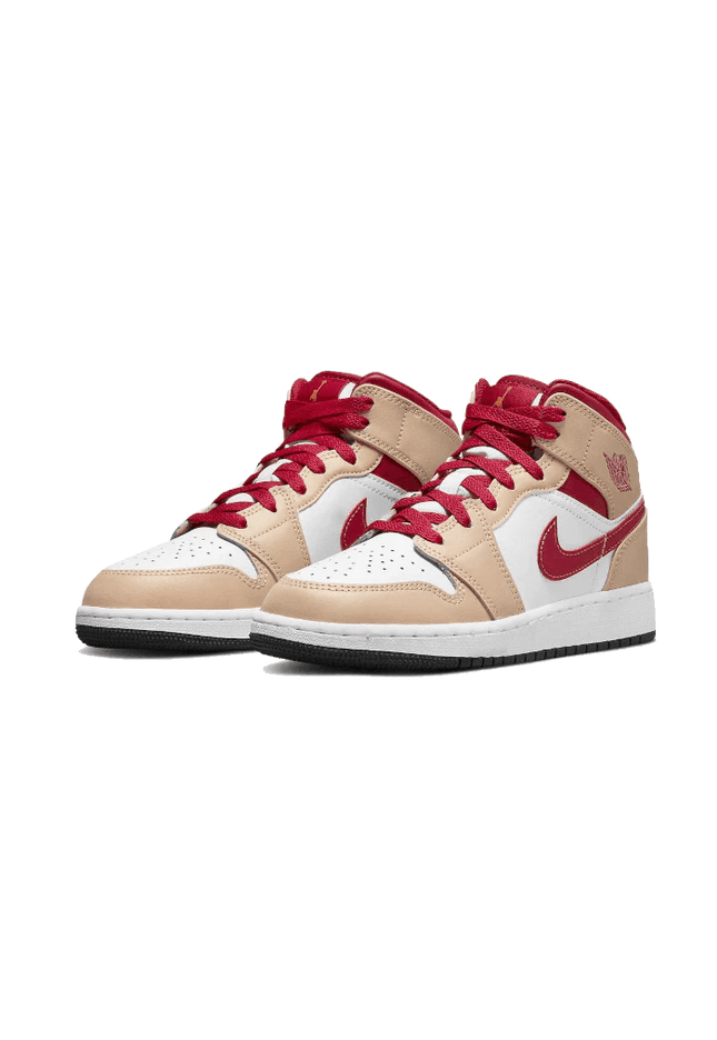Air Jordan 1 Mid Light Curry Cardinal - SneakCenter
