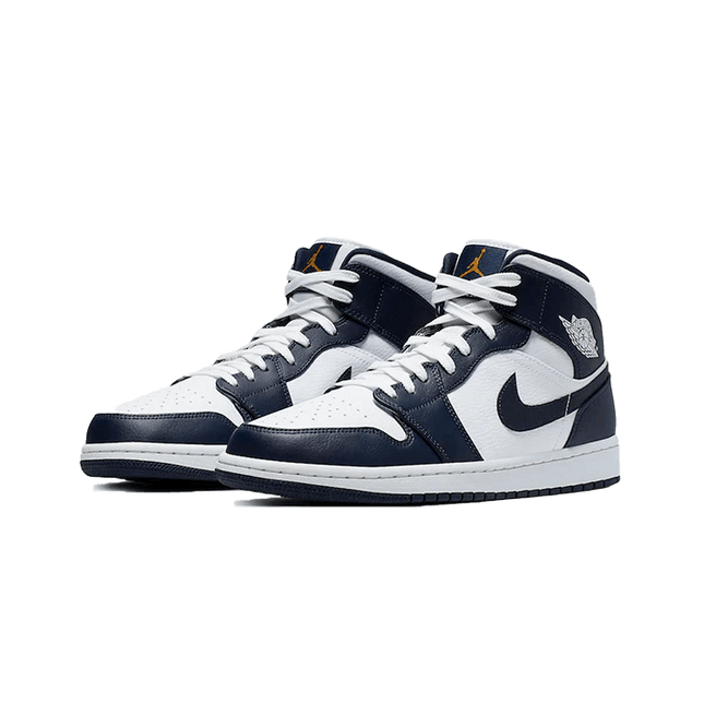 Air Jordan 1 Mid White Metallic Gold Obsidian - SneakCenter