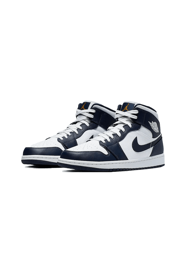 Air Jordan 1 Mid White Metallic Gold Obsidian - SneakCenter