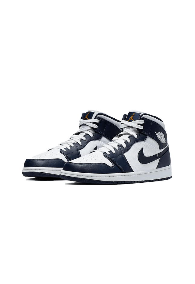 Air Jordan 1 Mid White Metallic Gold Obsidian - SneakCenter